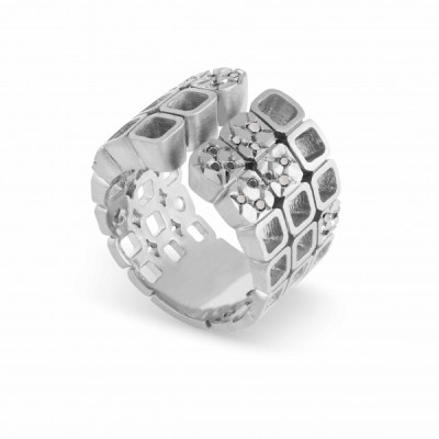 Calçada | Bold Ring Sterling Silver 925 31 CZ