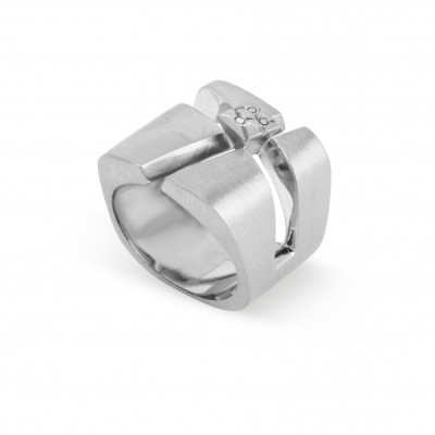 Calçada | Anel Bold Prata 925 3 CZ