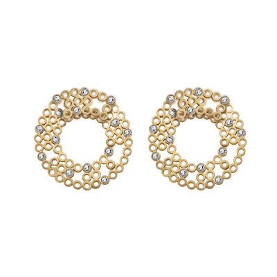 Tube | Earrings 2-in-1 Silver 925  Gold-Plated 20 CZ