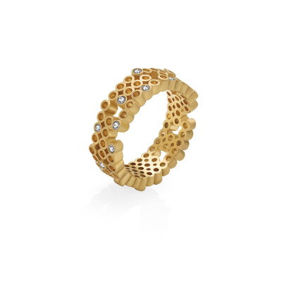 Tube | Ring Silver 925 Gold-Plated 15 CZ