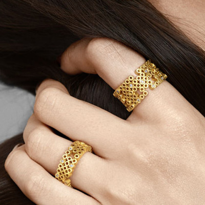 Tube | Anel Prata 925 Plaqueado a Ouro 15 CZ