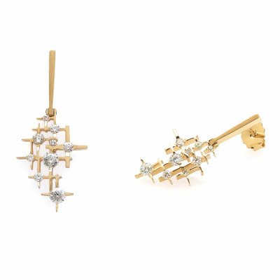 Pyxis | Earrings in Yellow Gold 19.2kt and Diamonds (or White Sapphires)