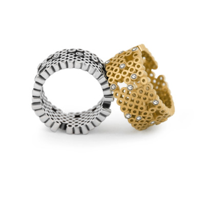 Tube | Ring Bold Silver 925 Gold-Plate 25 CZ