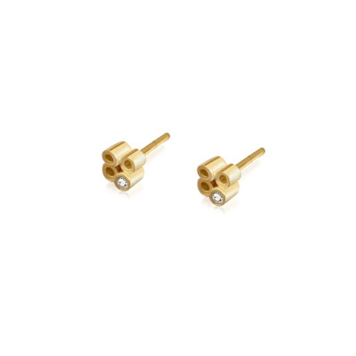 Tube | Earrings XS Silver 925 Gold Plated 2 CZ