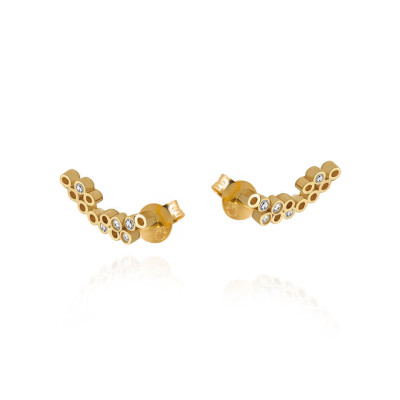 Tube | Earrings Silver 925 Gold Plated 10 CZ