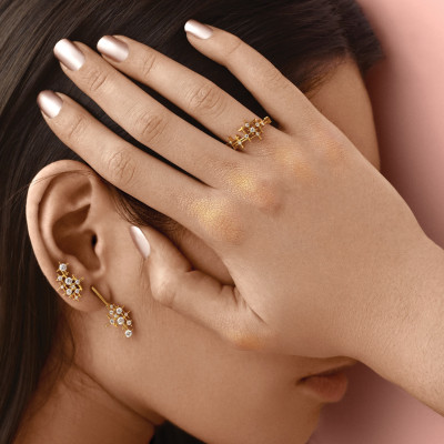 Pyxis | Cuff Earrings in Yellow Gold 19.2kt and Diamonds (or White Sapphires)