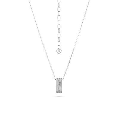 Lines | Colar com Pendente Ouro Branco 18K e Diamantes