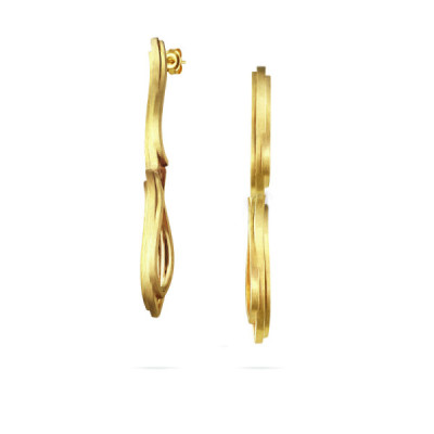 Mar | Brincos Longos Prata 925 Plaqueados a Ouro