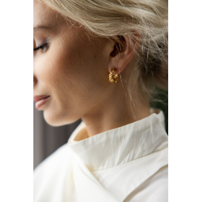 Labirinto | Brincos Argolas Prata 925 Plaqueados a Ouro