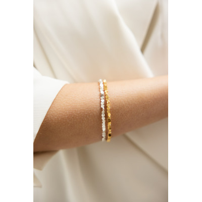 Ordem & Caos | Pulseira Rígida Prata 925 Plaqueada a Ouro