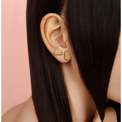 Lines | Yellow Gold 18K and Diamond Earrings
