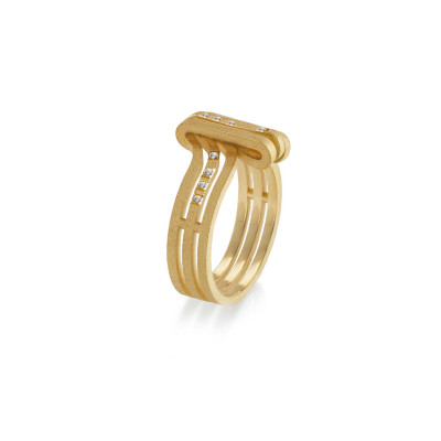 Lines | Slim Ring in Yellow Gold 18K and Diamonds